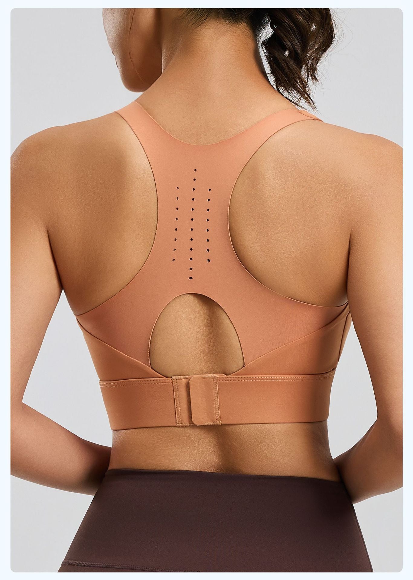 Hole-Sense Yoga Bra Breathable Back Buckle High-Support Shockproof Push-Up Sports Bra for Women