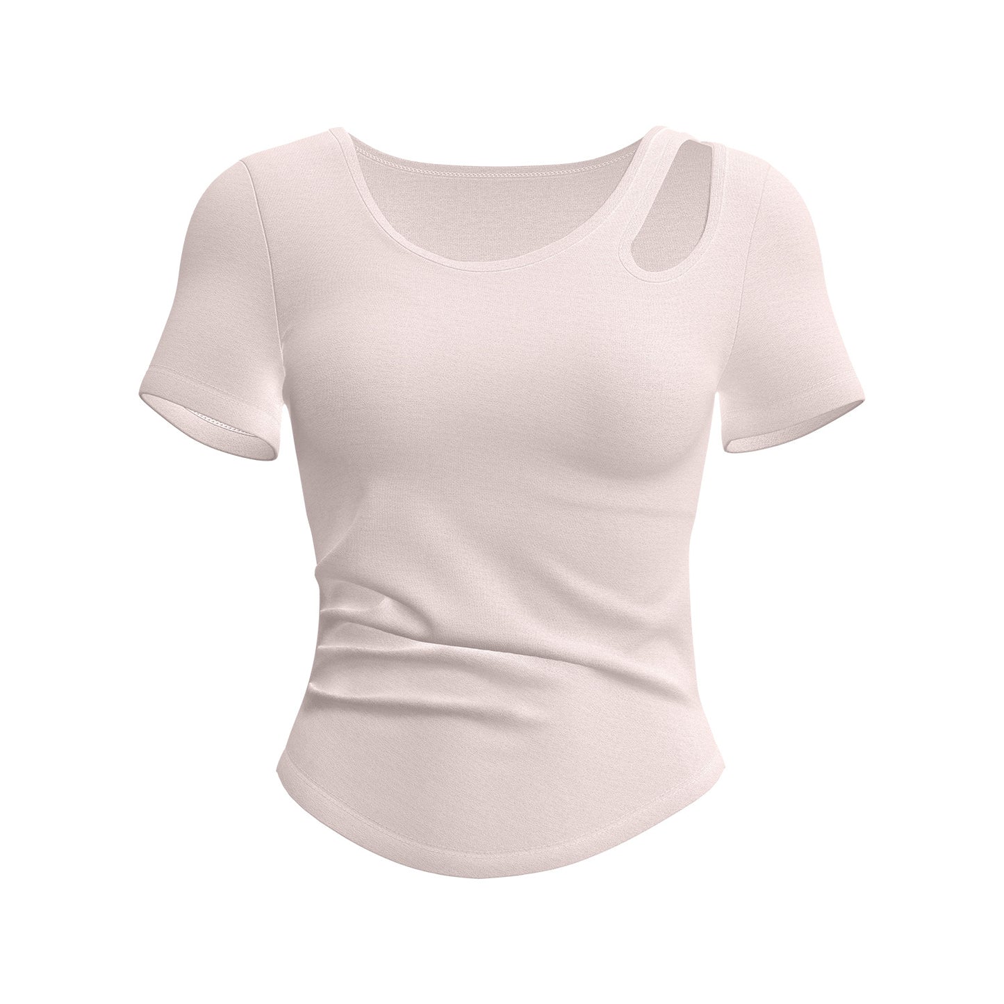Women's Slimming Ruched Yoga Short Sleeve – Built-in One-Piece Cup Bra Pad, Summer Workout Fitness Top