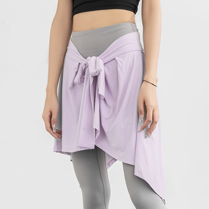 Women’s Anti-Exposure Yoga Skort with Tie Wrap – 2-in-1 Flared Skirt for Dance, Ballet & Fitness