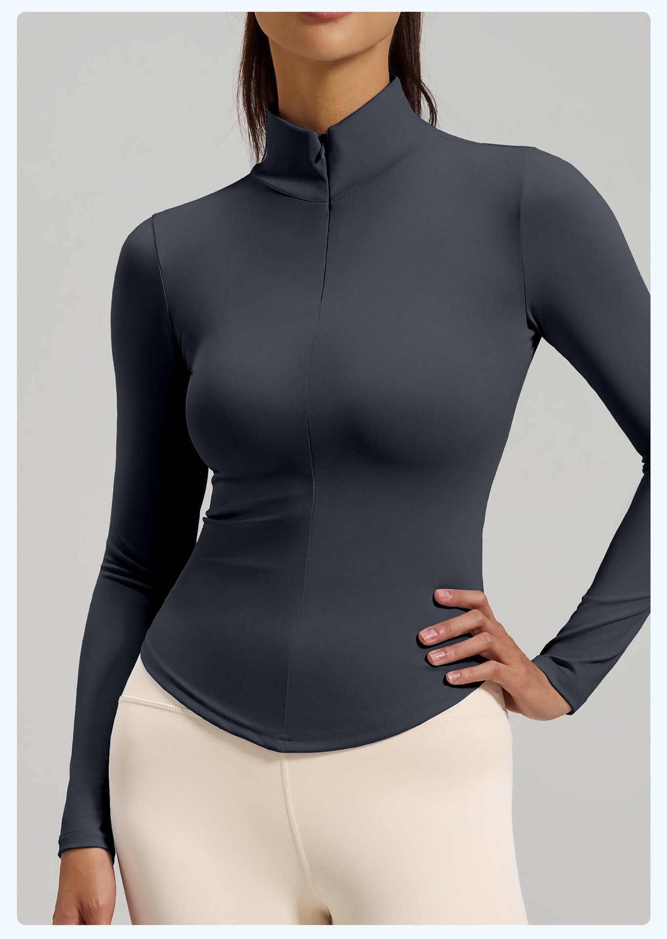 Women's Fashion Half Zip Yoga Top, Naked Feeling Slim Fit Seamless Breathable Sports Workout Shirt