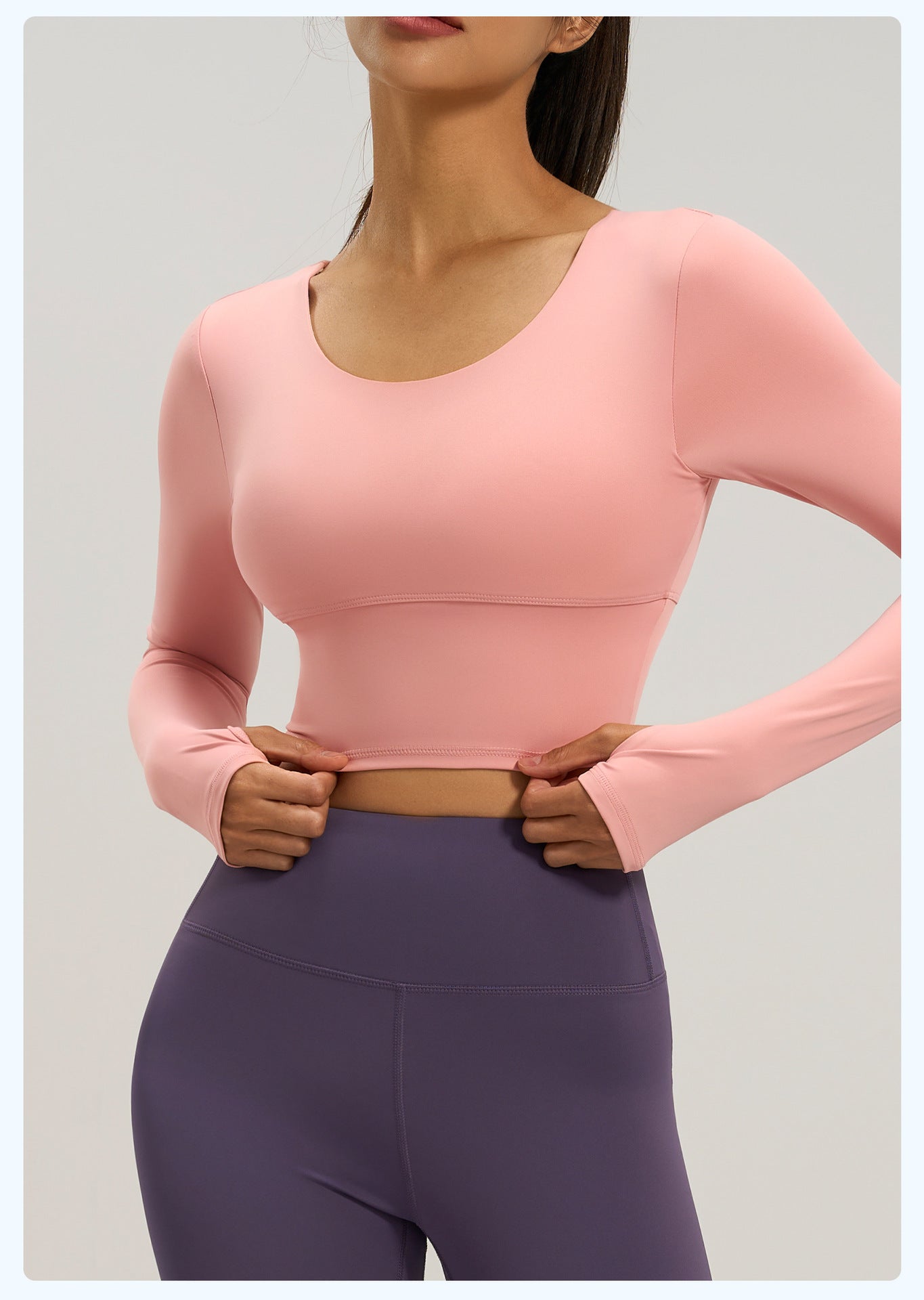 Women's Crisscross Beauty Back Long Sleeve Yoga Top, Built-in Bra, Slim Fit Sports Fitness Shirt