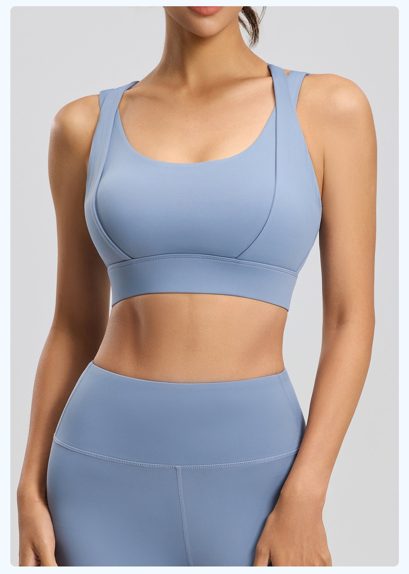 Women's Yoga Sports Bra, Push-Up Double Strap, Removable Pads, High-Impact Shockproof Naked Feeling Workout Bra