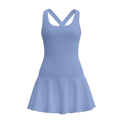 Women's Summer European Size High Stretch Yoga Dress, Naked Feeling Anti-Exposure Athletic Dress