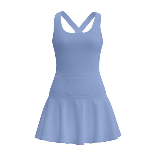 Women's Summer European Size High Stretch Yoga Dress, Naked Feeling Anti-Exposure Athletic Dress