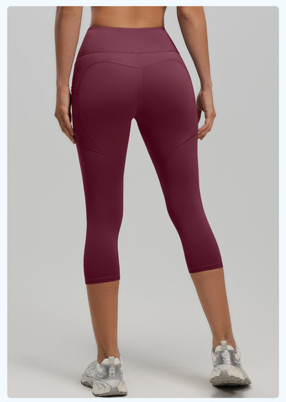 Women's High Waist 7/8 Yoga Pants with Side Pockets, Butt Lifting Booty Sculpting Tight Fitness Leggings
