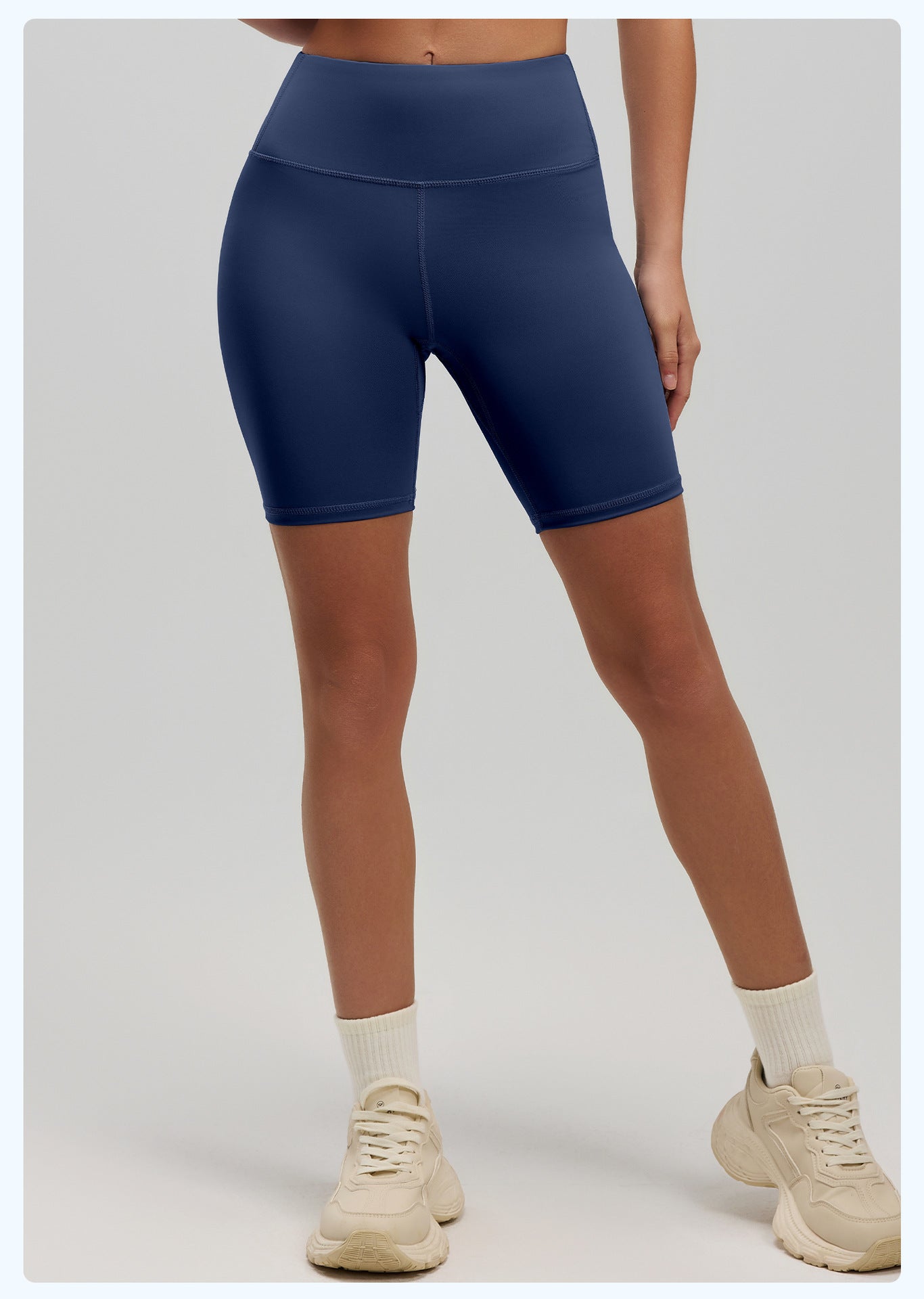 Women's High Waist Yoga Shorts, Butt Lifting Peach Hip 5-Pocket Length Workout Shorts, Stretch Tight Fitness Running Shorts