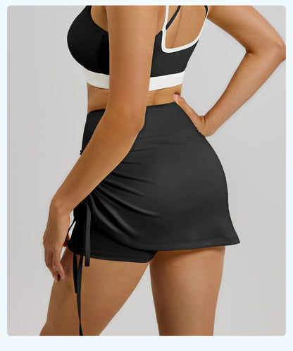 New Ruched Sports Skort Women, High Waist Anti-Exposure Running Shorts, 2-in-1 Short Yoga Skort
