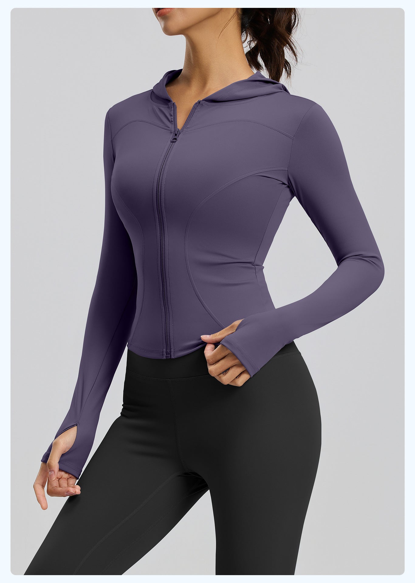 Women’s Slim Fit Hooded Yoga Jacket – Long Sleeve Sports Coat for Spring & Autumn, Running & Cycling
