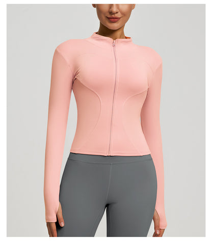 Women’s Zipper Yoga Jacket, Long Sleeve Sports Top for Running & Fitness Training