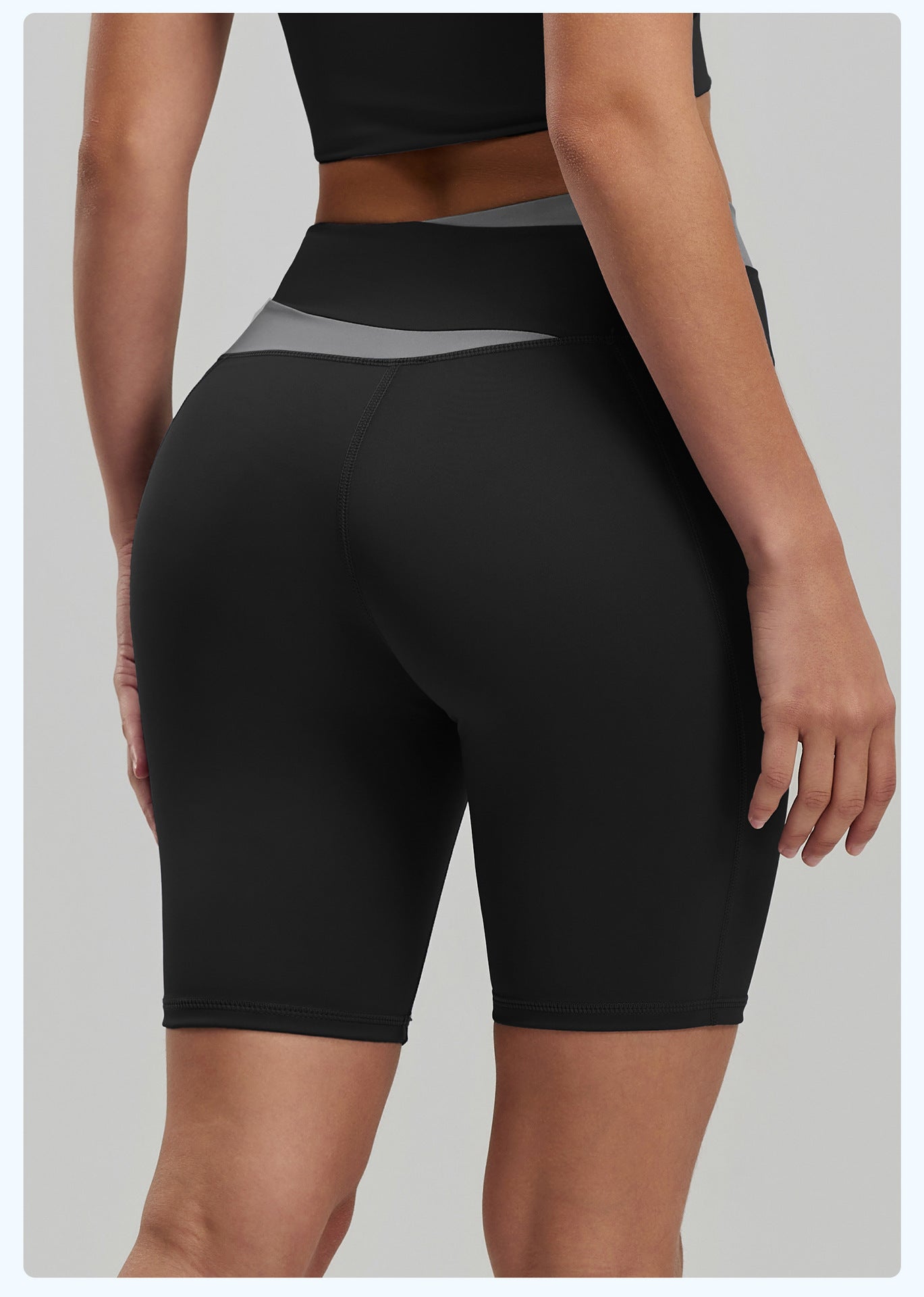 Color Block No VPL Yoga Shorts, High Elastic Slim Fit 5 Inch Biker Shorts for Fitness & Running