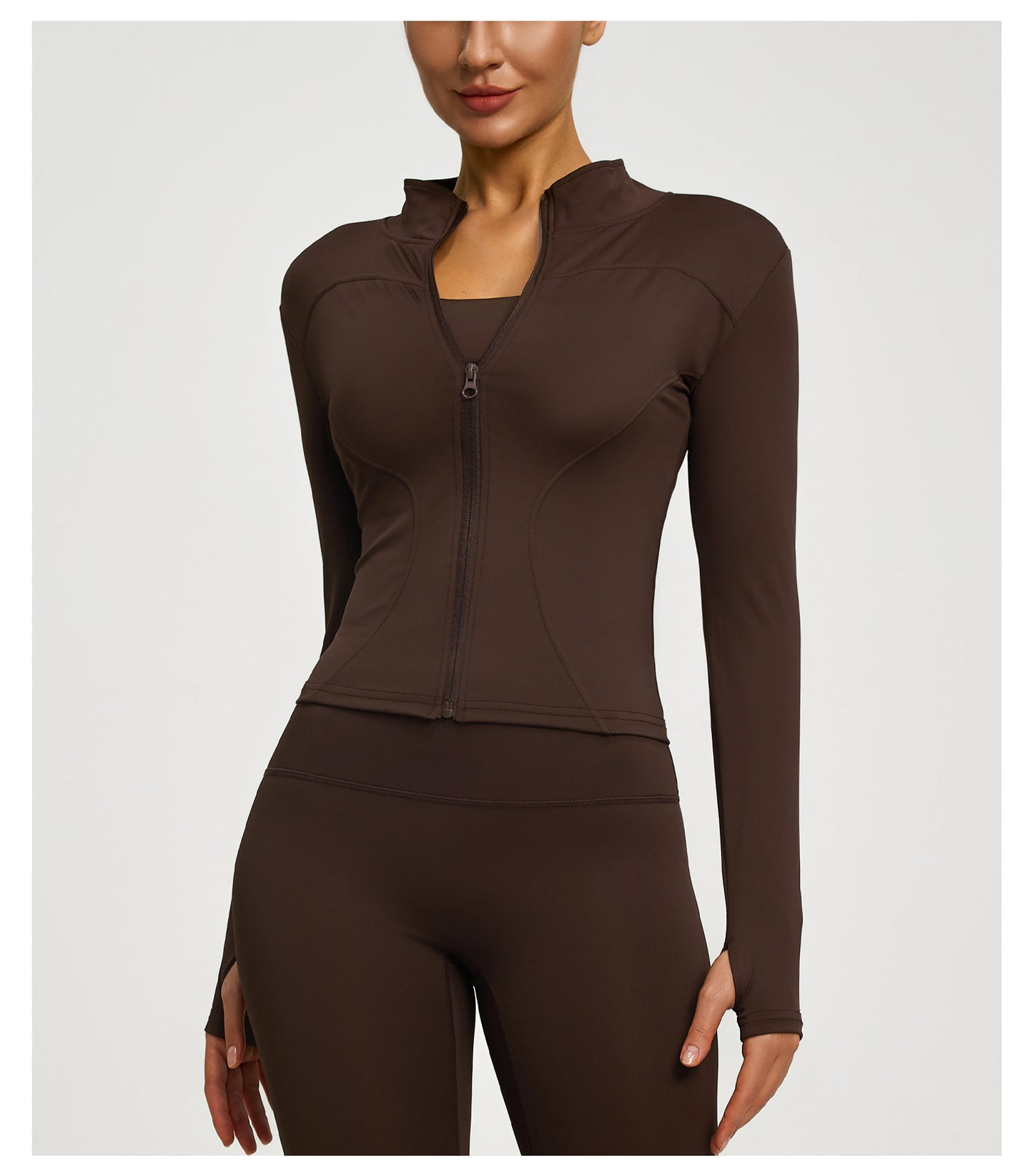 Women’s Zipper Yoga Jacket, Long Sleeve Sports Top for Running & Fitness Training
