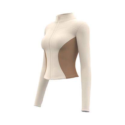 Women's Color Block Slim Fit Yoga Jacket, Stylish Sports Coat for Running Workout Fitness