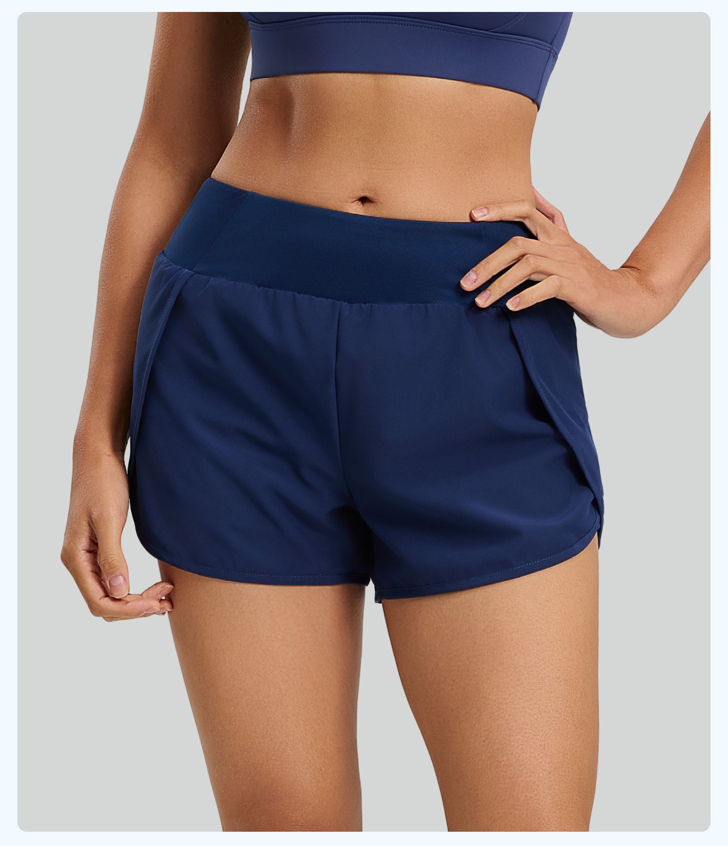 Women's Fake Two-Piece Sports Shorts, Breathable Anti-Exposure, Side Pockets, 3-Inch Running Fitness Yoga Shorts