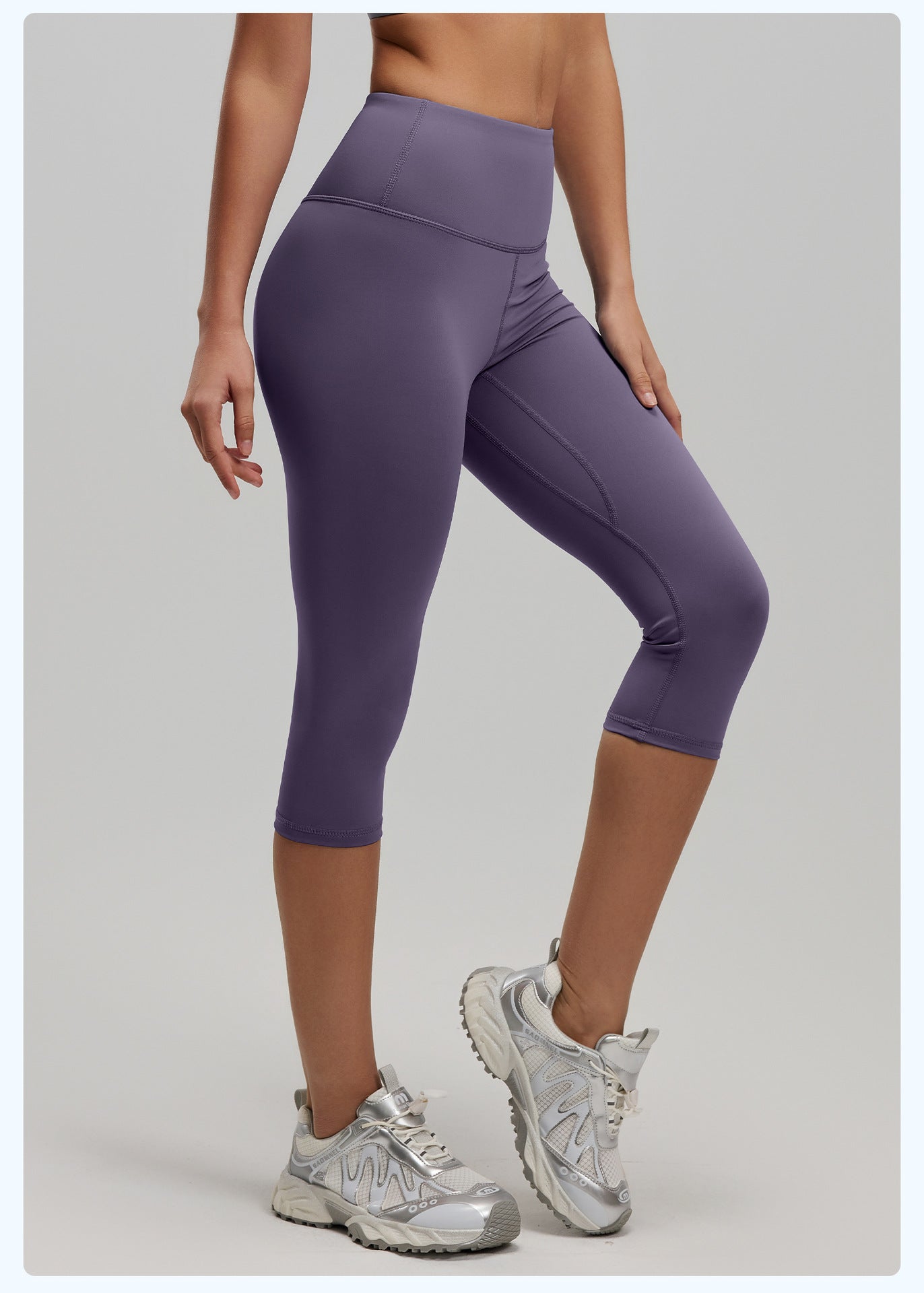 Women's High Waist 7/8 Fitness Pants, Elastic Hip Lifting Yoga Capris, Peach Butt Tight Sports Leggings