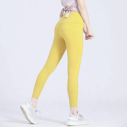 Women's No Front Rise Yoga Pants, High Waist Butt Lifting Workout Leggings, Peach Hip Nylon Naked Feeling Tights