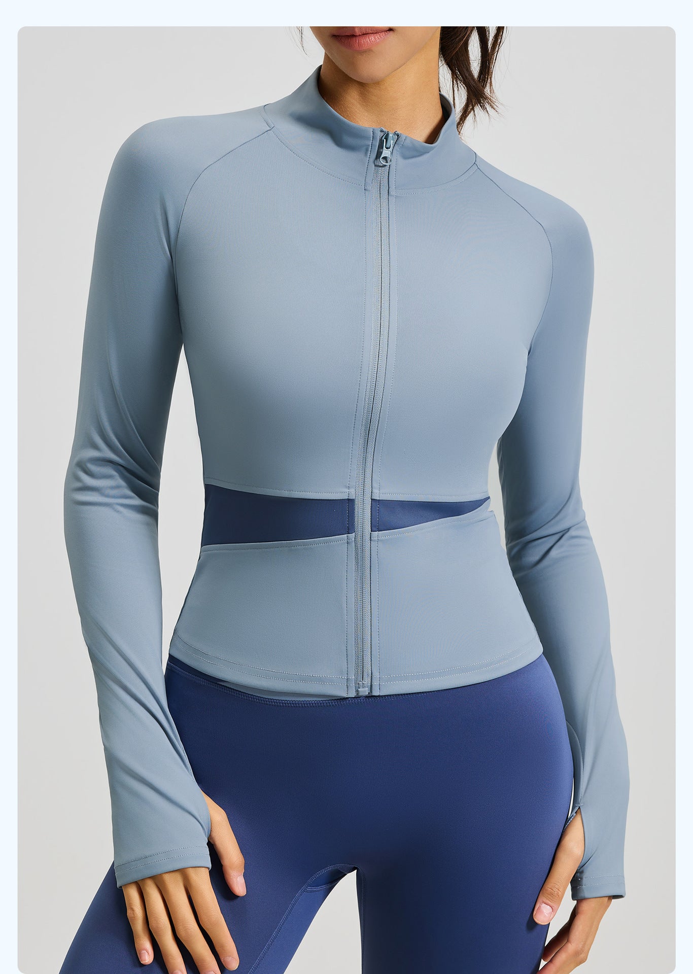 Women's Color Block Yoga Jacket, High Neck Slim Fit Naked Feeling Workout Top