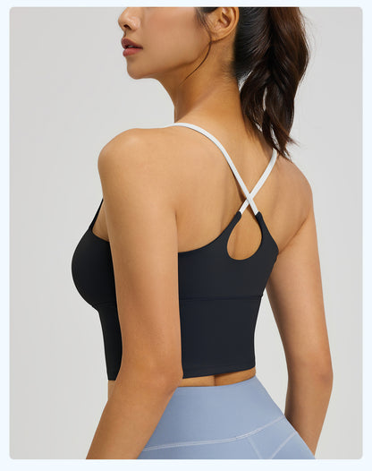 Women's High-Stretch Naked Feeling Sports Bra, Summer Padded Yoga Bra & Fitness Tank Top