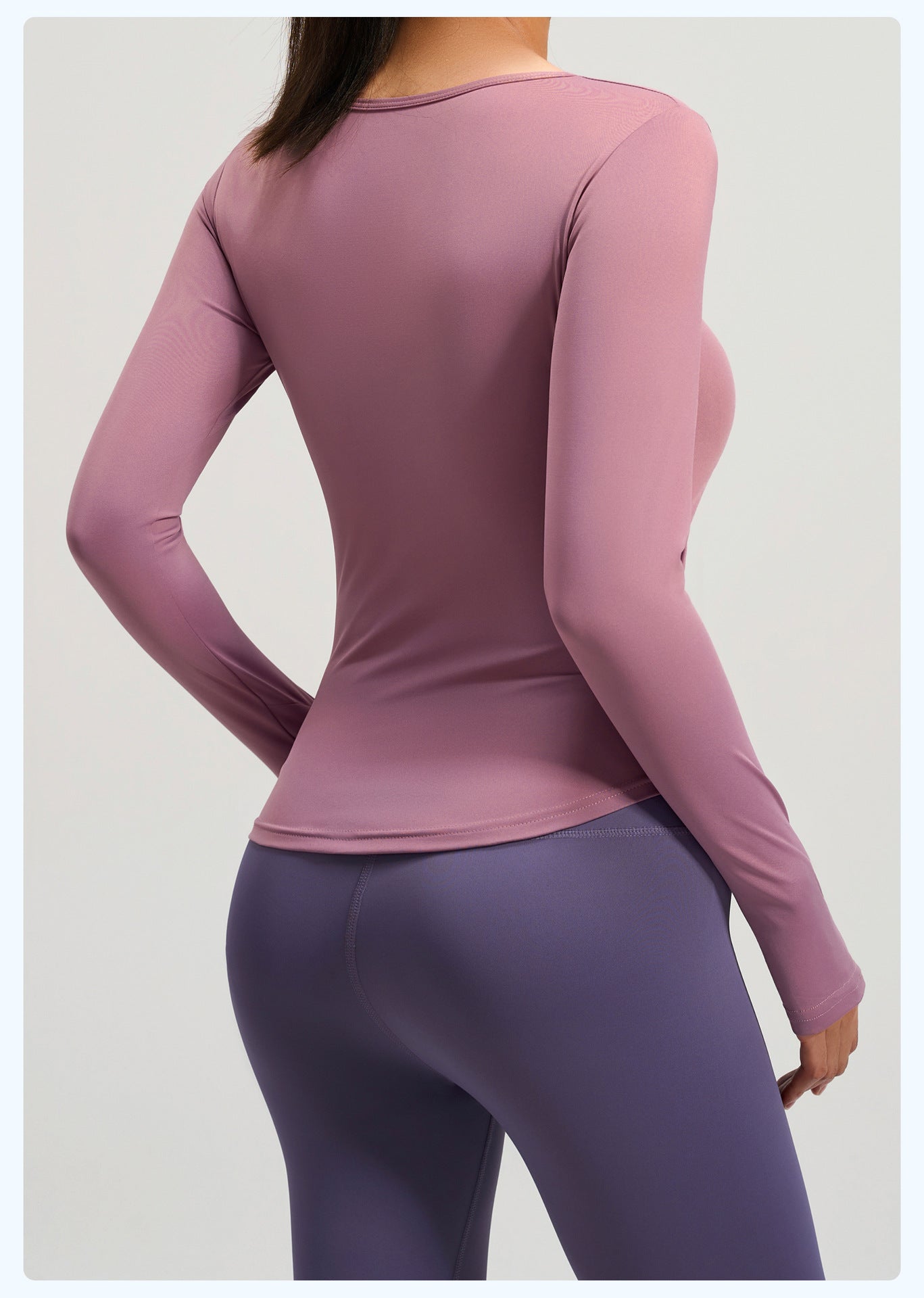 V-neck Long Sleeve Naked Feel Yoga Top, Ruched Waist Slim Fit Tight Sports Workout Shirt