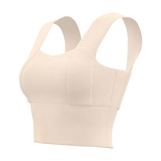 Wide Strap Racerback Sports Bra, Shockproof Anti-Sagging Push-Up Workout Bra for Yoga, Running & Fitness