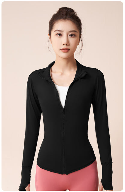 Women's High Stretch Sports Jacket, Fitness Cycling Yoga Coat, Running Workout Top