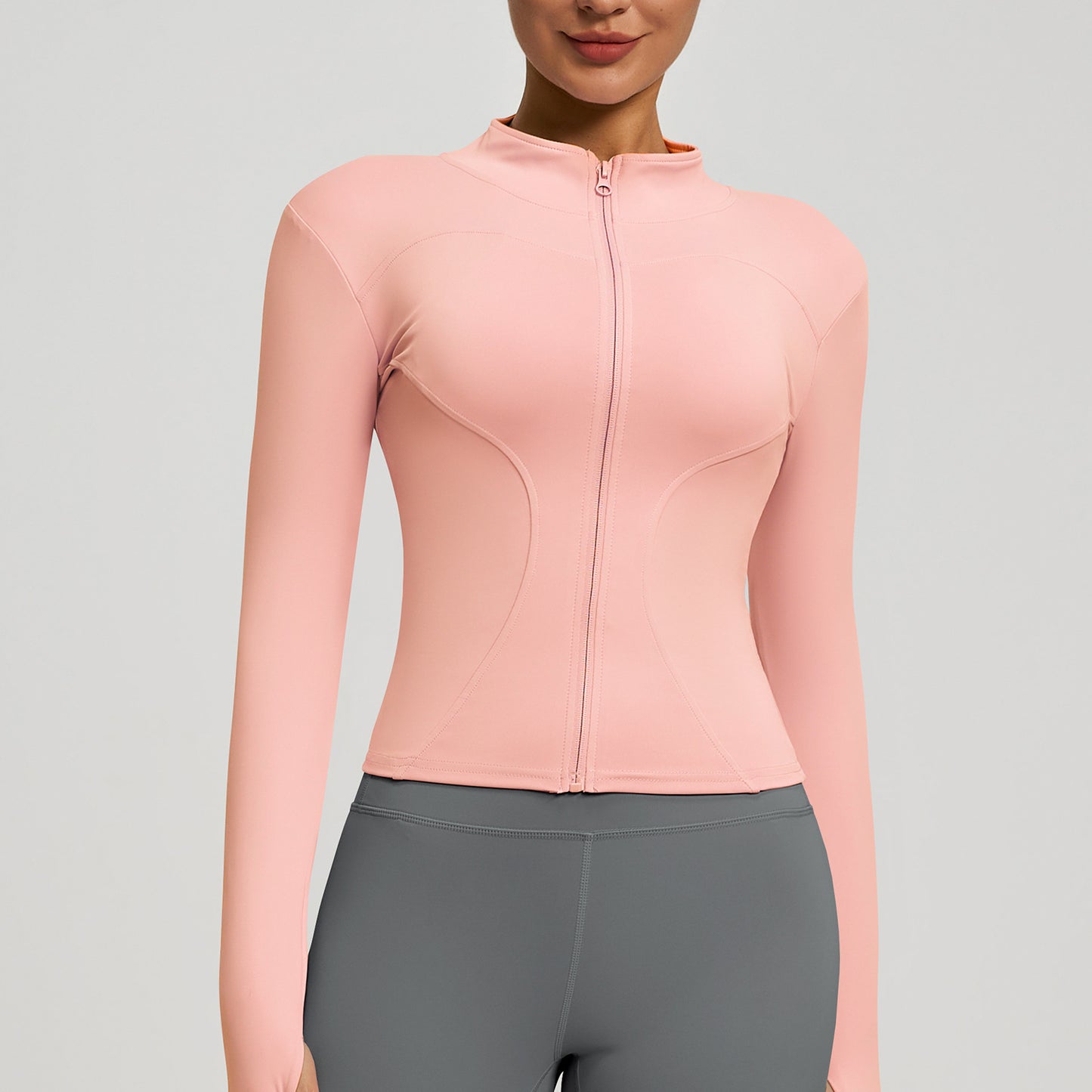 Women’s Zipper Yoga Jacket, Long Sleeve Sports Top for Running & Fitness Training