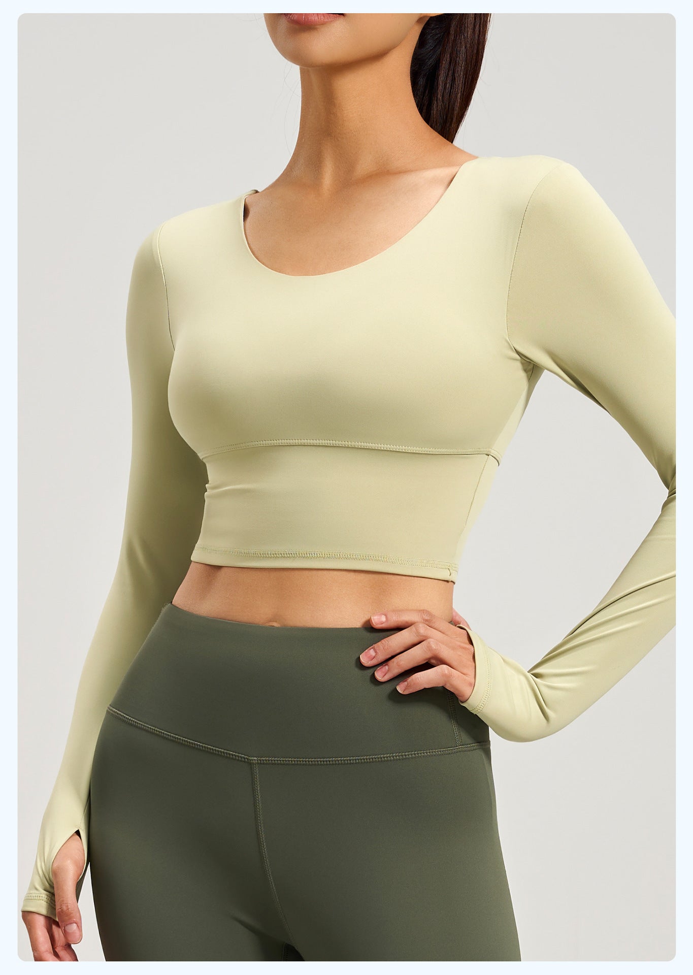 Women's Crisscross Beauty Back Long Sleeve Yoga Top, Built-in Bra, Slim Fit Sports Fitness Shirt