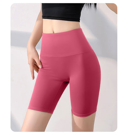 Women's No Camel Toe Yoga Shorts, High Waist Butt Lifting Five-Pocket Length Pants, Naked Feeling Workout Shorts