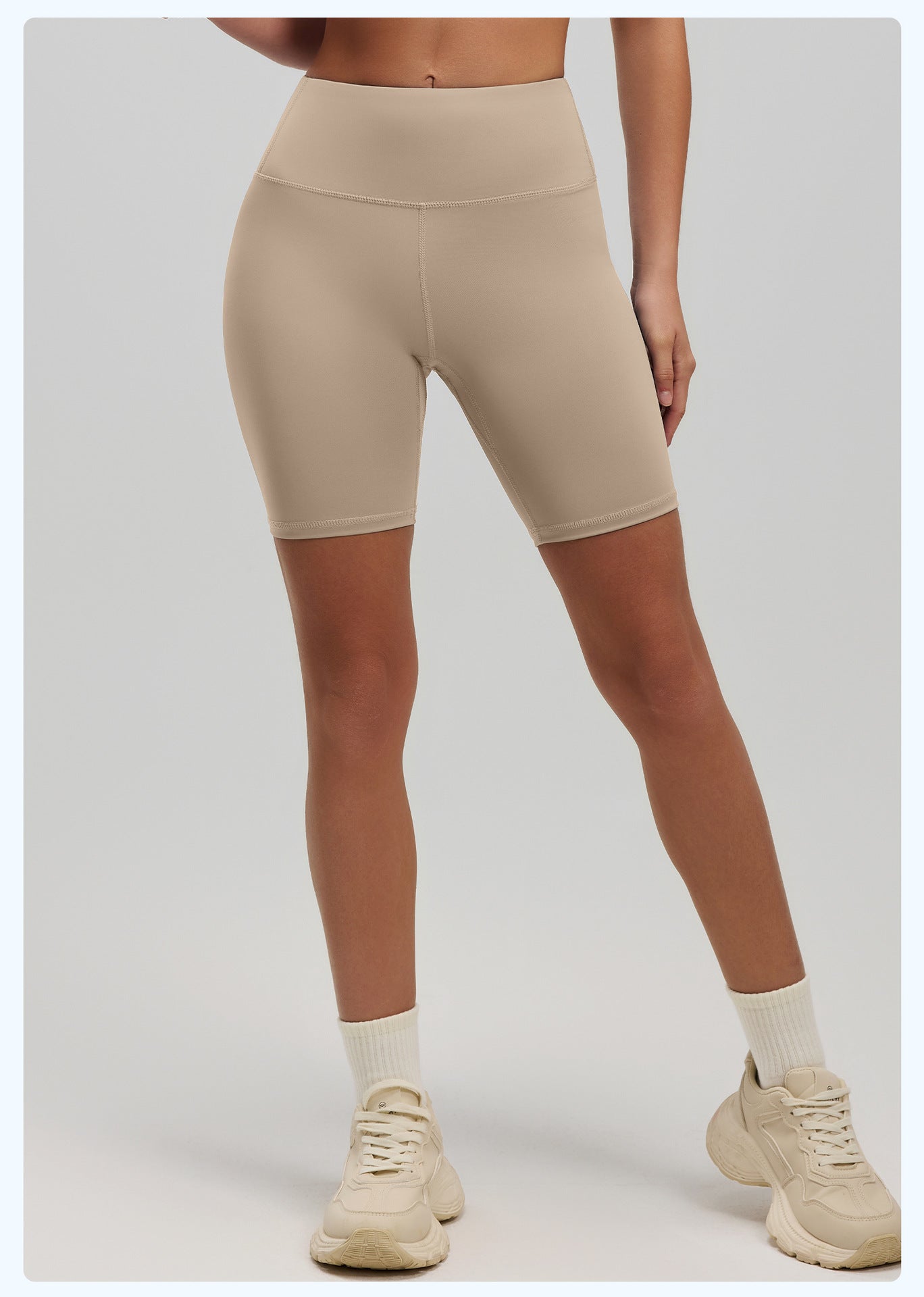 Women's High Waist Yoga Shorts, Butt Lifting Peach Hip 5-Pocket Length Workout Shorts, Stretch Tight Fitness Running Shorts