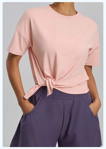 New Women's Split Hem Loose Long Sleeve Yoga Top, Casual Yoga Shirt for Running, Training & Fitness
