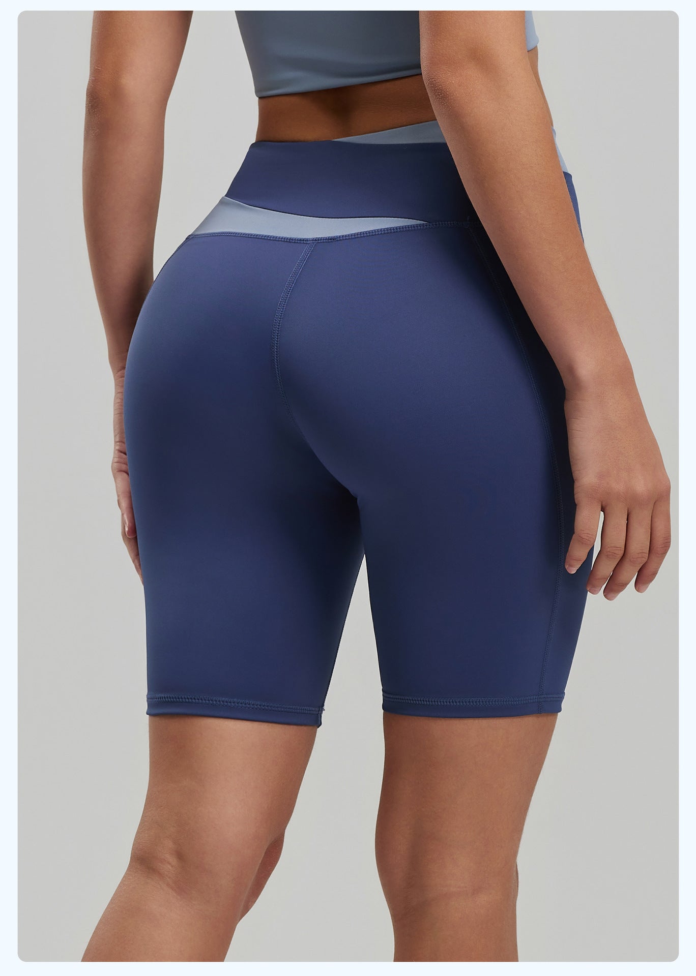 Color Block No VPL Yoga Shorts, High Elastic Slim Fit 5 Inch Biker Shorts for Fitness & Running
