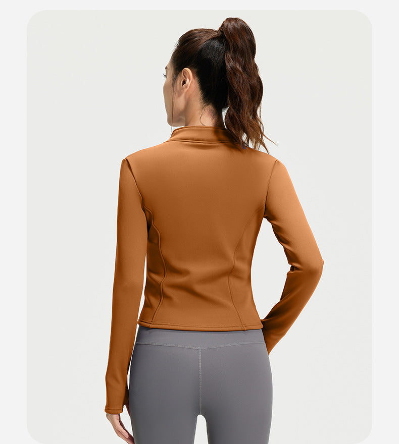 Women’s Winter Thermal Yoga Jacket – Thick Fleece Lined Slim Fit Sports Coat for Fitness, Running & Workout