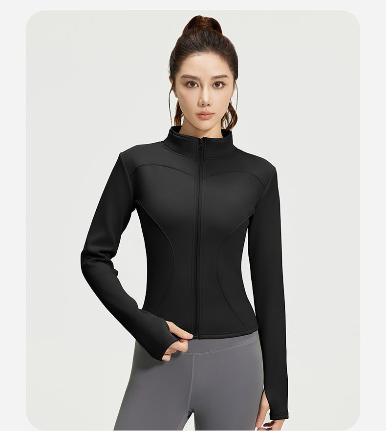 Women’s Winter Thermal Yoga Jacket – Thick Fleece Lined Slim Fit Sports Coat for Fitness, Running & Workout