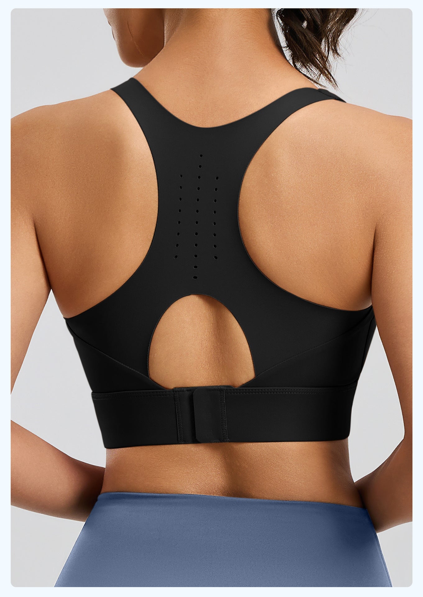 Hole-Sense Yoga Bra Breathable Back Buckle High-Support Shockproof Push-Up Sports Bra for Women