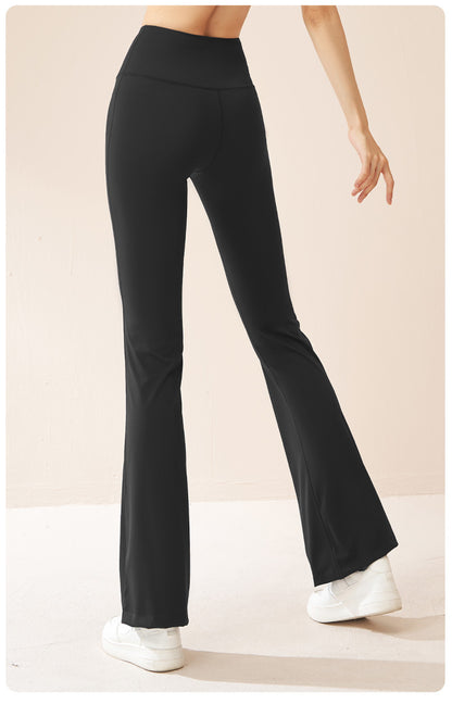 Women's High Elastic Flare Fitness Pants, High Waist Hip Lifting Tummy Control Slim Cloud-Feel Yoga Wide Leg Trousers