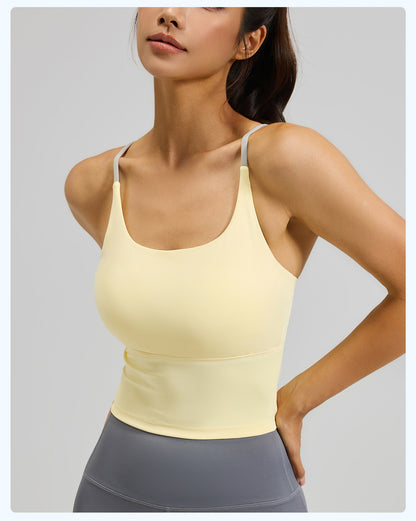 Women's High-Stretch Naked Feeling Sports Bra, Summer Padded Yoga Bra & Fitness Tank Top