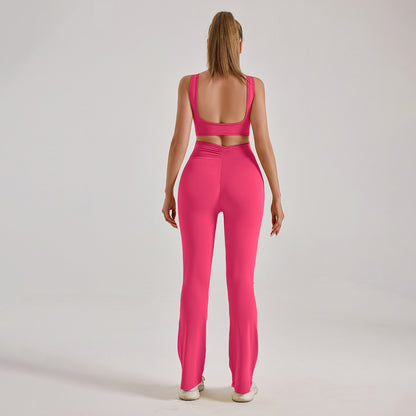 Women’s Fashion Slim Fit Yoga Bodysuit, Cutout Back, Tummy Control Workout Jumpsuit