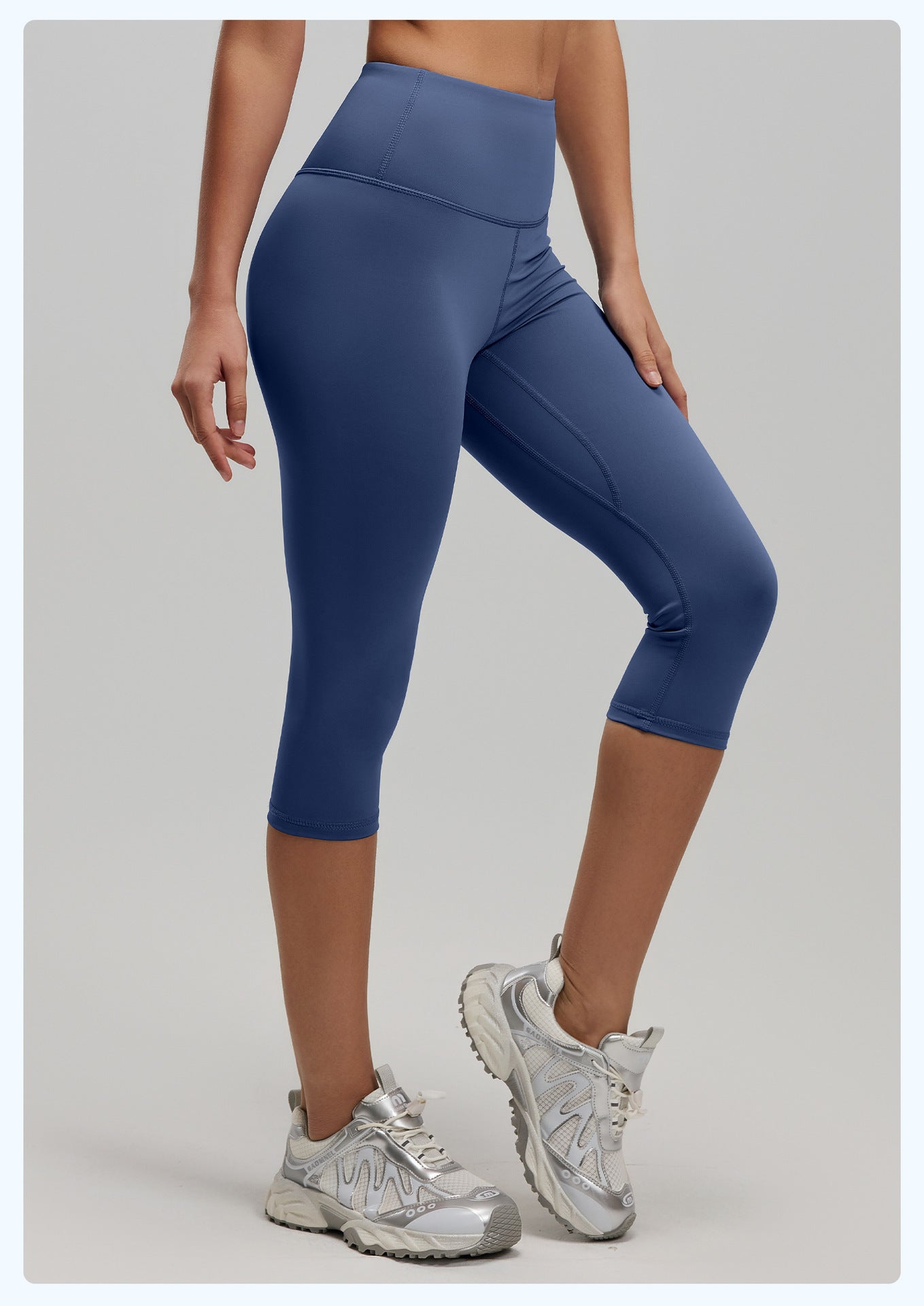 Women's High Waist 7/8 Fitness Pants, Elastic Hip Lifting Yoga Capris, Peach Butt Tight Sports Leggings