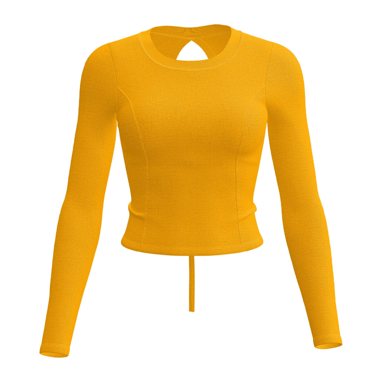 Women's New Ruched Slim Fit Long Sleeve Yoga Top, Beauty Back Design With Built-in Pads For Running Fitness