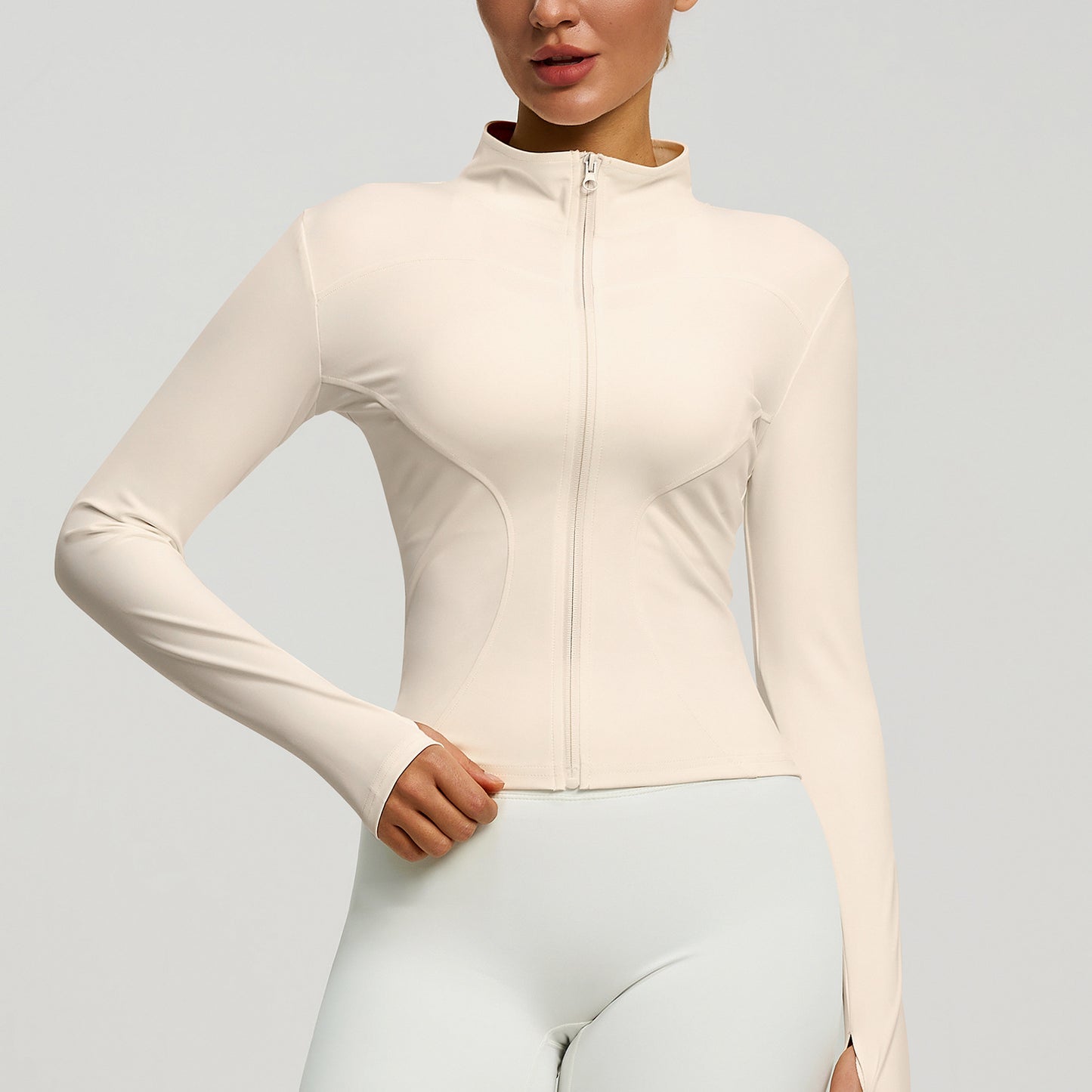Women's Slim Fit Naked Feel Sports Jacket, Breathable Workout Top for Running & Fitness, European & American Size Yoga Wear