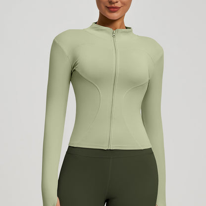 Women’s Zipper Yoga Jacket, Long Sleeve Sports Top for Running & Fitness Training