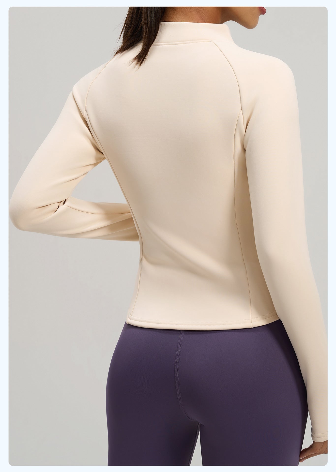Peach Velvet Stand Collar Coat, Autumn Winter New Arrival, Fleece Lined Thickened Warm Yoga Jacket with Pockets