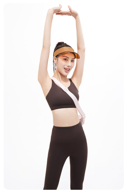 Peach Shoulder Thin-Strap Yoga Sports Bra, High Elastic U-Shaped Shockproof, Push-Up & Beauty Back Integrated Yoga Bra