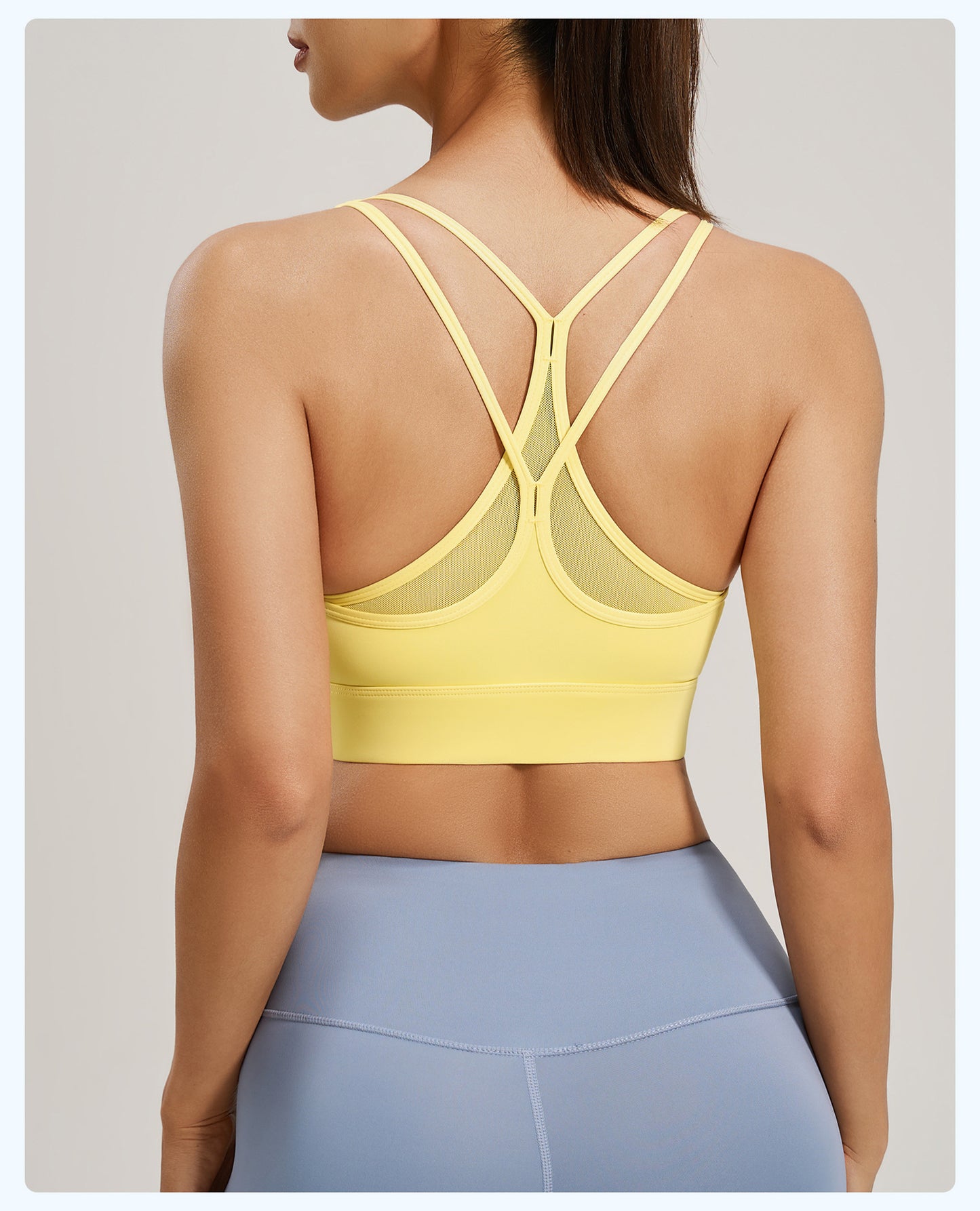 Women's Mesh Cross Back Sports Bra, Beauty Back Workout Top, High Impact Shockproof Yoga Fitness Bra