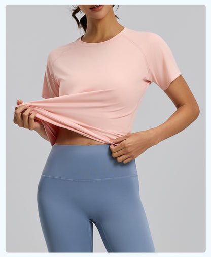 Women's New Summer Loose Mesh Yoga Short Sleeve Top, Breathable Lightweight Sports Fitness T-Shirt, Ideal for Running, Workout and Daily Casual Active Wear