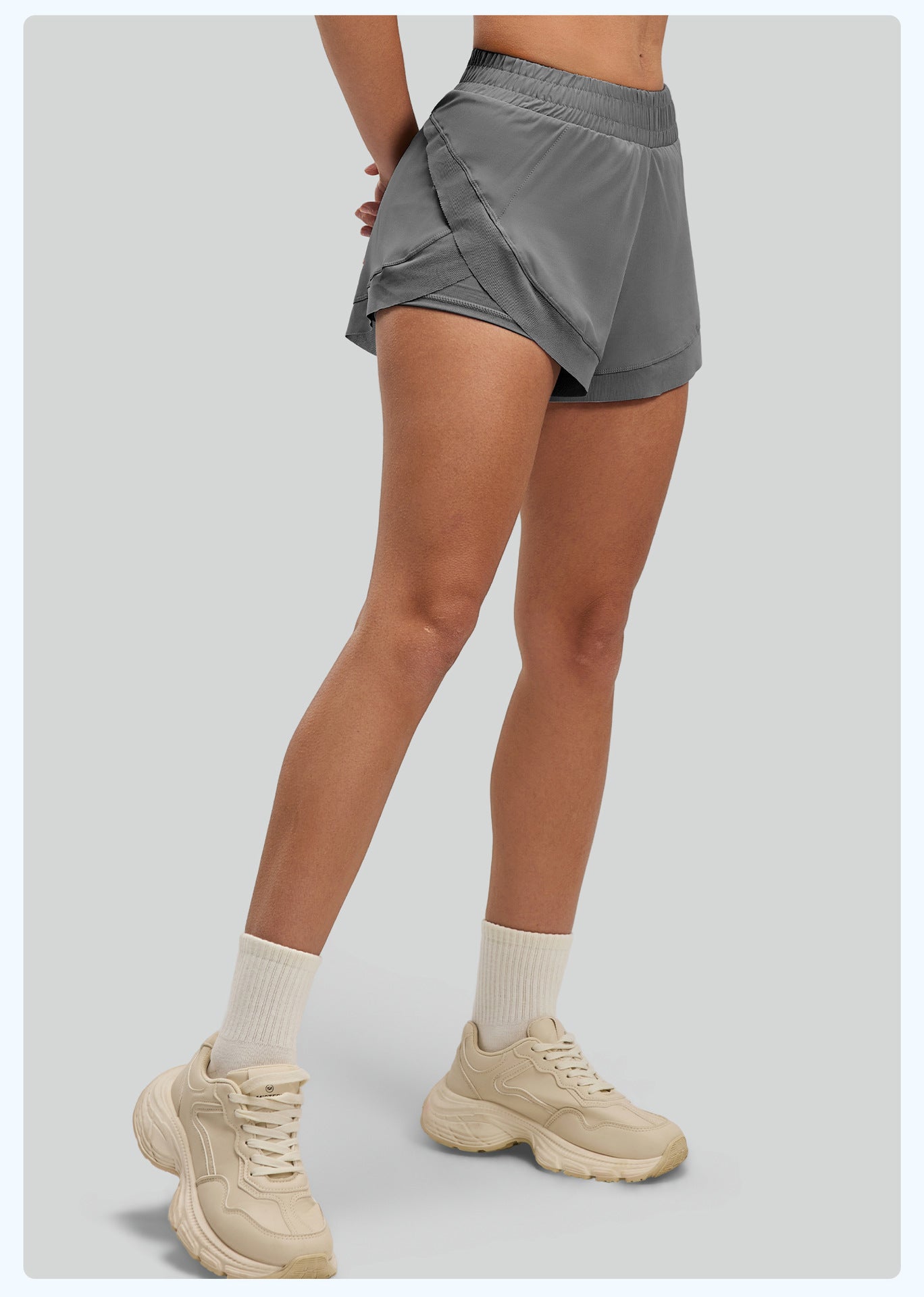 Women's Mesh Yoga Shorts, Peach Butt Lifting Fitness Shorts, Seamless Naked Feeling with Pockets