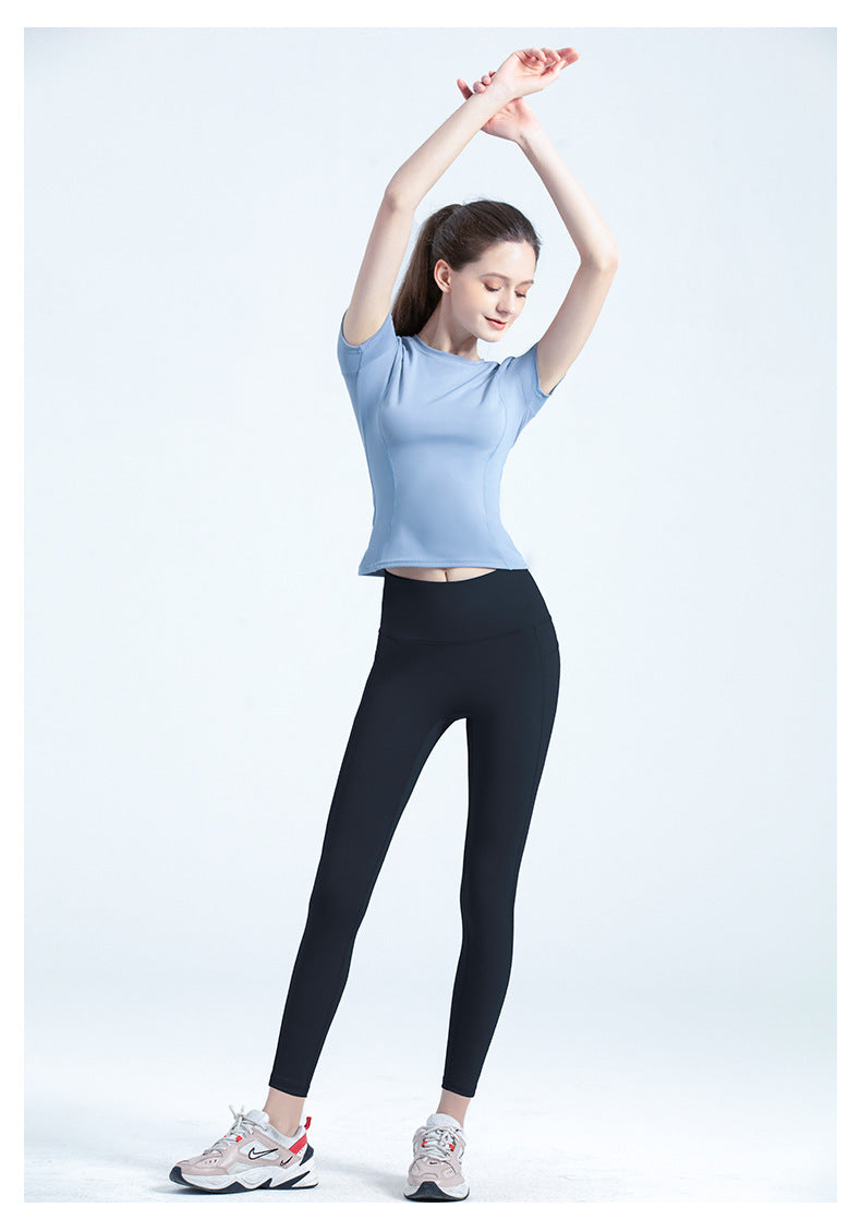 Women's No Front Rise Yoga Pants, High Waist Butt Lifting Workout Leggings, Peach Hip Nylon Naked Feeling Tights