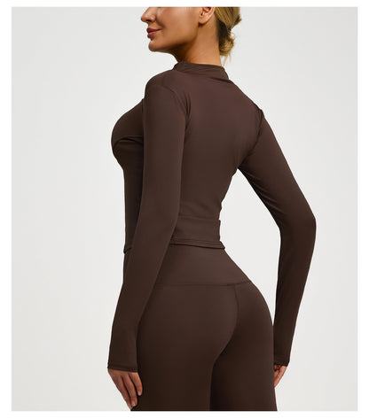 Women’s Zipper Yoga Jacket, Long Sleeve Sports Top for Running & Fitness Training
