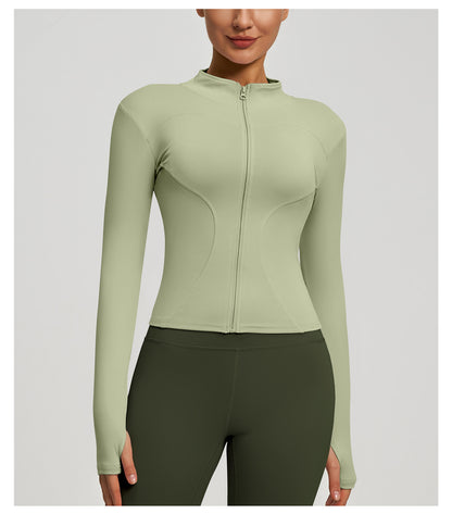 Women’s Zipper Yoga Jacket, Long Sleeve Sports Top for Running & Fitness Training