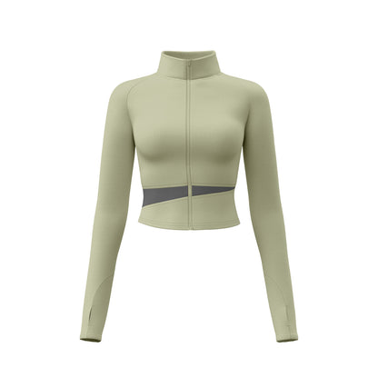 Women's Color Block Yoga Jacket, High Neck Slim Fit Naked Feeling Workout Top