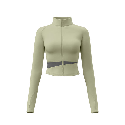 Women's Color Block Yoga Jacket, High Neck Slim Fit Naked Feeling Workout Top
